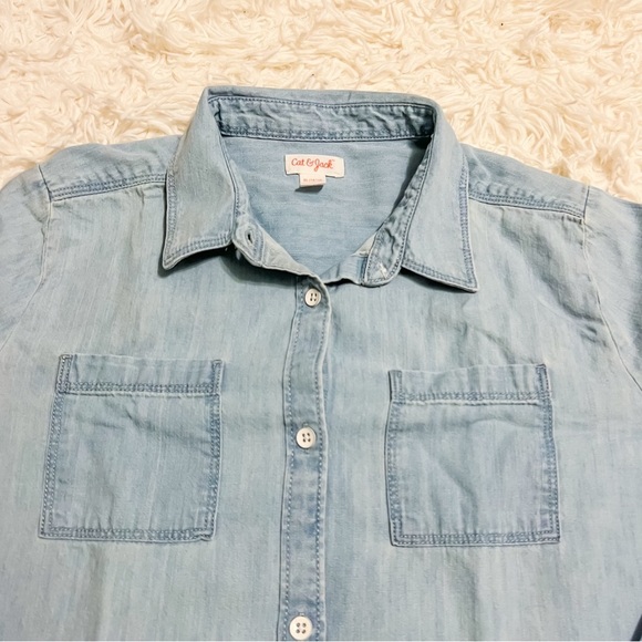 Cat & Jack | Girls Chambray Button Down Shirt | XL (14/16) - Picture 7 of 7
